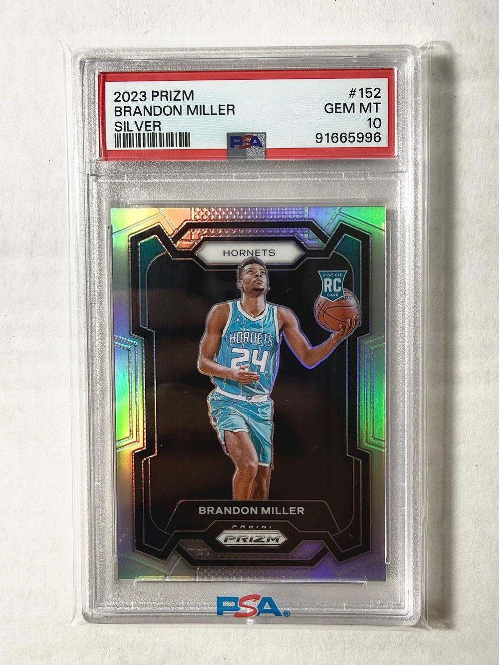 2023 Prizm Brandon Miller Silver Rookie Card PSA 10 - Hornets Teal